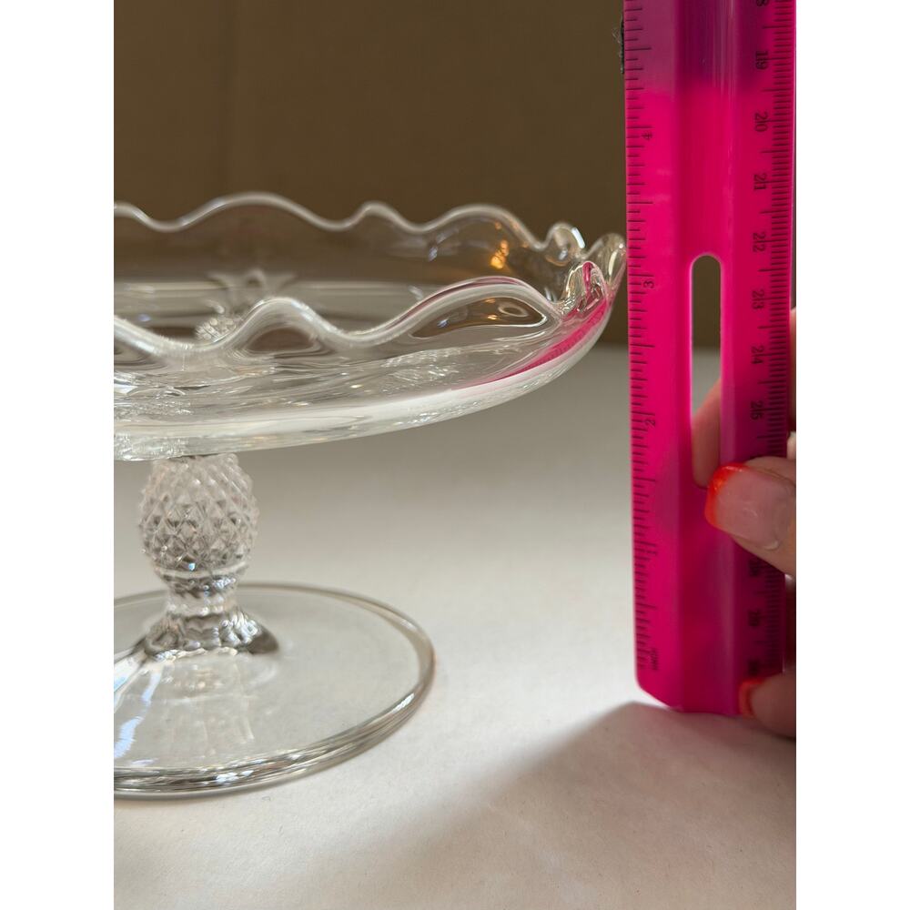 Vintage Heisey Marked Glass Pineapple Compote Candy Dish Clear Elegant Glass - Picture 9 of 10